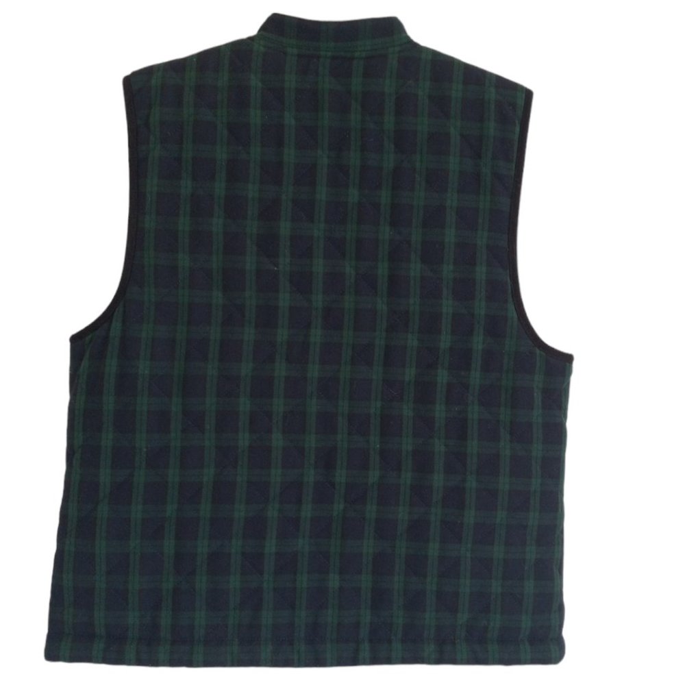 Talbots Petites Quilted Vest PS Blue Green Blackwatch Plaid Zip Pockets Like New - Picture 5 of 14
